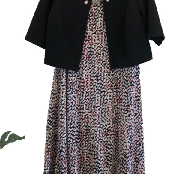 Perceptions Petite Women's 2 Piece Black Combo Sleeveless Dress & Cardigan PM - Picture 2 of 6